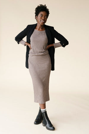 Sonnet James - Long Skirt Set - Ribbed Two-Piece Maxi Skirt - Skirt Set,mocha-rib