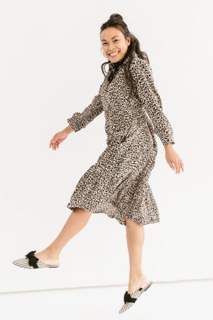 Sonnet James - Celine - Ruffle Hem Midi Dress - Dress,leopard