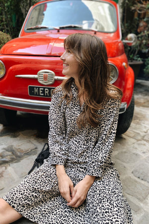 Sonnet James - Celine - Ruffle Hem Midi Dress - Dress,leopard
