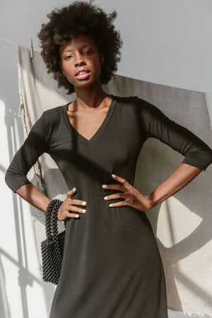 Sonnet James - Marni - V-Neck Maxi Dress - Dress,Black
